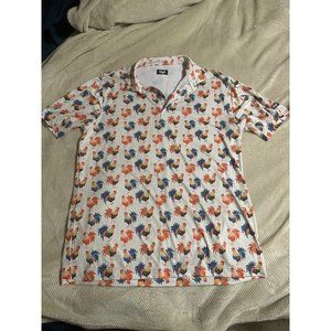 NWOT Men's Waggle Sz XL Cocky Rooster Golf Polo Short Sleeve Shirt Colorful